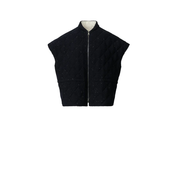 Fabiana Filippi Platinum and Sequin Cape in Midnight Blue