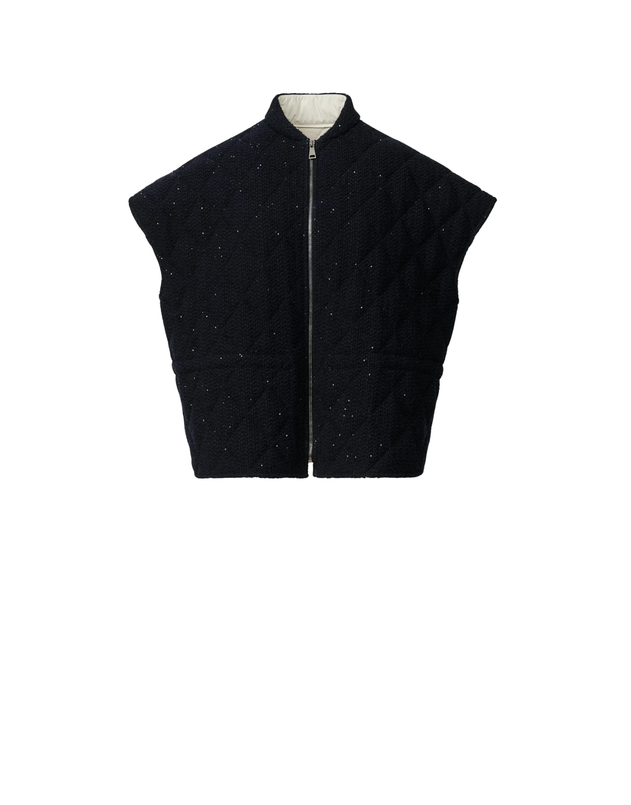 Platinum and Sequin Cape in Midnight Blue