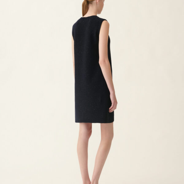 Fabiana Filippi Platinum and Sequin Dress in Midnight Blue, view 4