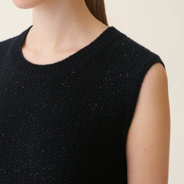 Fabiana Filippi Platinum and Sequin Dress in Midnight Blue, view 5
