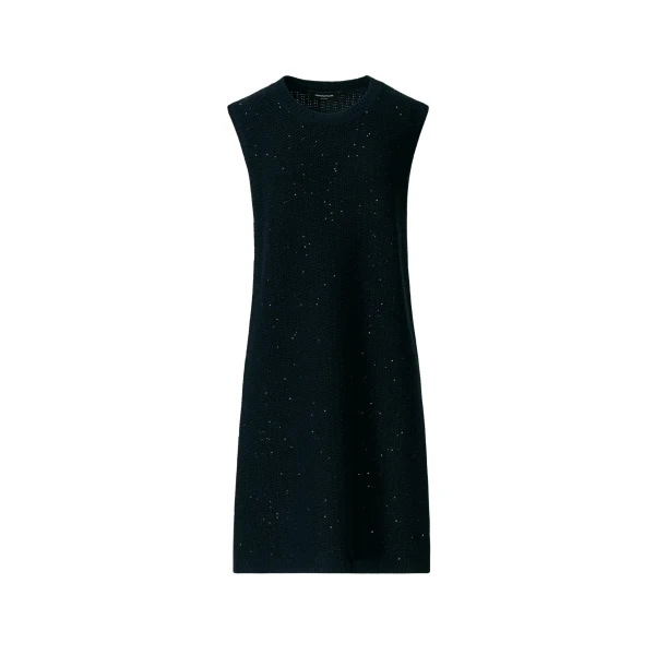 Fabiana Filippi Platinum and Sequin Dress in Midnight Blue