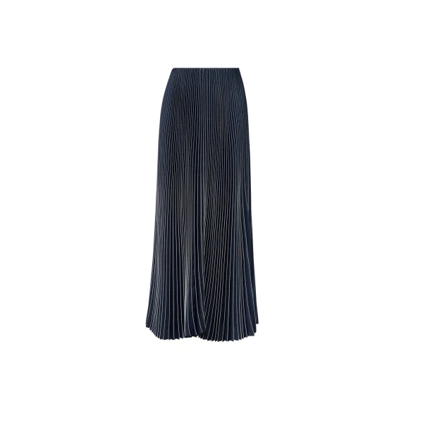 Fabiana Filippi Pleated Crêpe de Chine Skirt in Midnight Blue