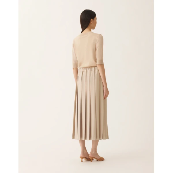 Fabiana Filippi Pleated Skirts in Techno Tailoring, Nude Skirt, view 4