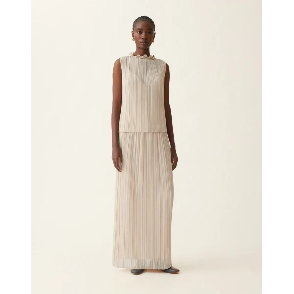 Fabiana Filippi Pleated Top in Beige, view 3