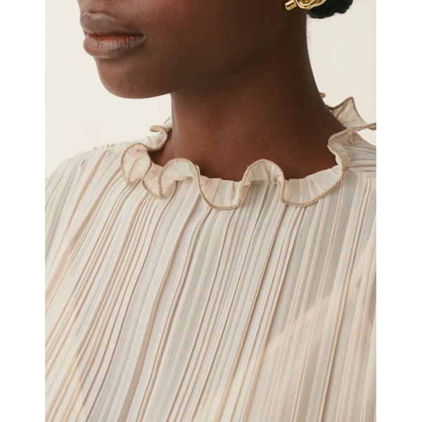 Fabiana Filippi Pleated Top in Beige, view 5