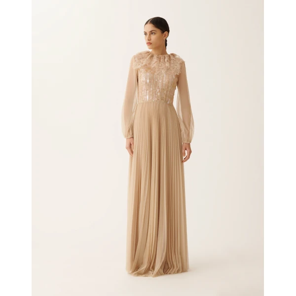 Fabiana Filippi Pleated Tulle Dress in Acer, view 3