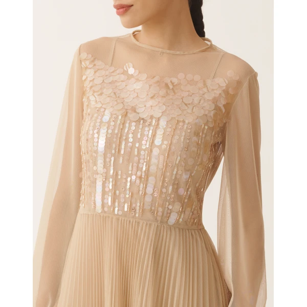 Fabiana Filippi Pleated Tulle Dress in Acer, view 5