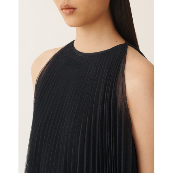 Fabiana Filippi Pleated Tulle Dress in Midnight Blue, view 6