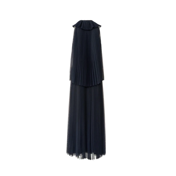 Fabiana Filippi Pleated Tulle Dress in Midnight Blue