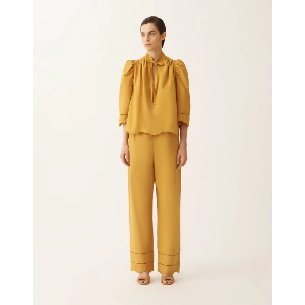 Fabiana Filippi Poplin Top in Mustard, view 3