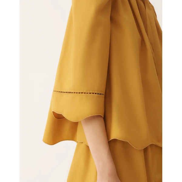 Fabiana Filippi Poplin Top in Mustard, view 6