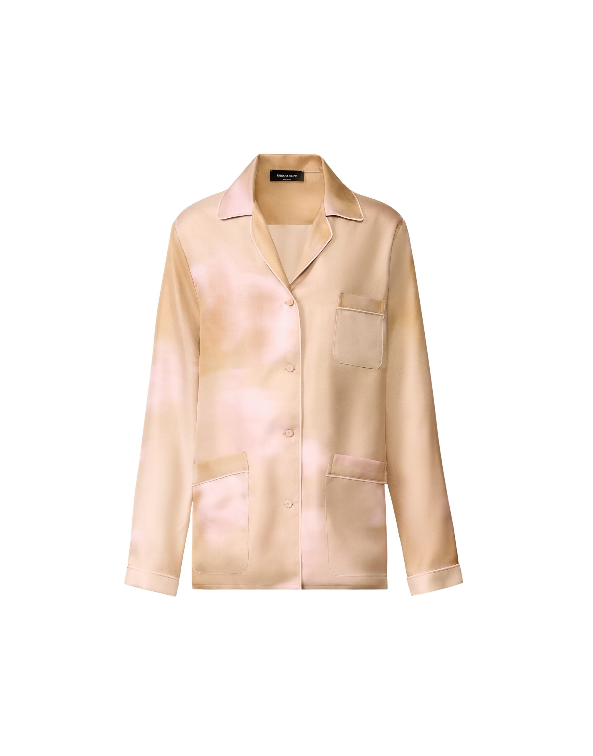 Fabiana Filippi Printed Silk Twill Shirt in Memento Rosae