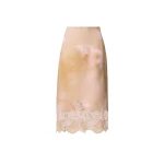Fabiana Filippi Printed Silk Twill Skirt with Lace in Memento Rosae