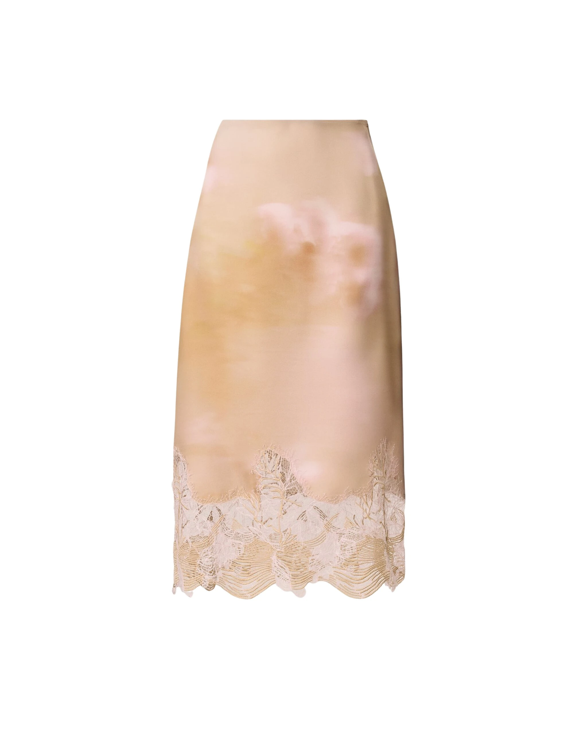 Fabiana Filippi Printed Silk Twill Skirt with Lace in Memento Rosae