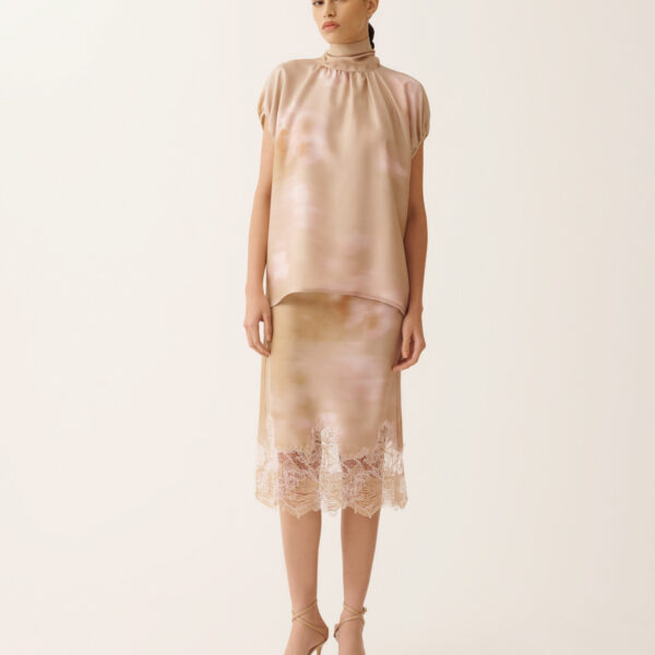 Fabiana Filippi Printed Silk Twill Top in Memento Rosae, view 3