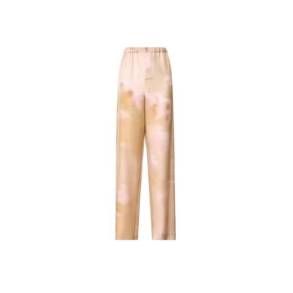 Fabiana Filippi Printed Silk Twill Trousers in Memento Rosae