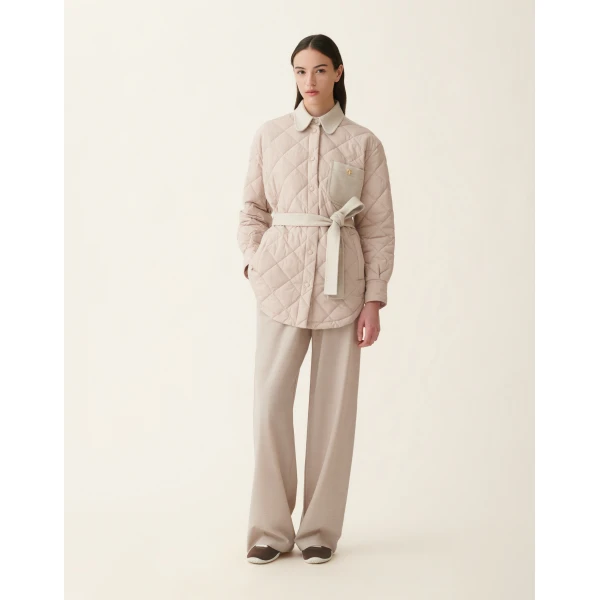 Fabiana Filippi Quilted Nylon Shirt Jacket in Cachà, view 3