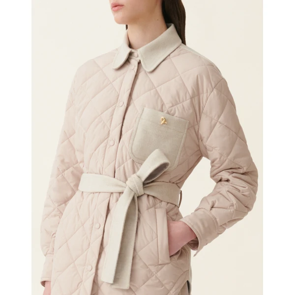 Fabiana Filippi Quilted Nylon Shirt Jacket in Cachà, view 5