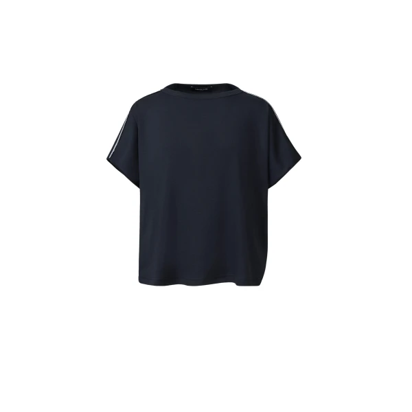 Fabiana Filippi Ribbed Cotton Jersey T-shirt in Midnight Blue Top