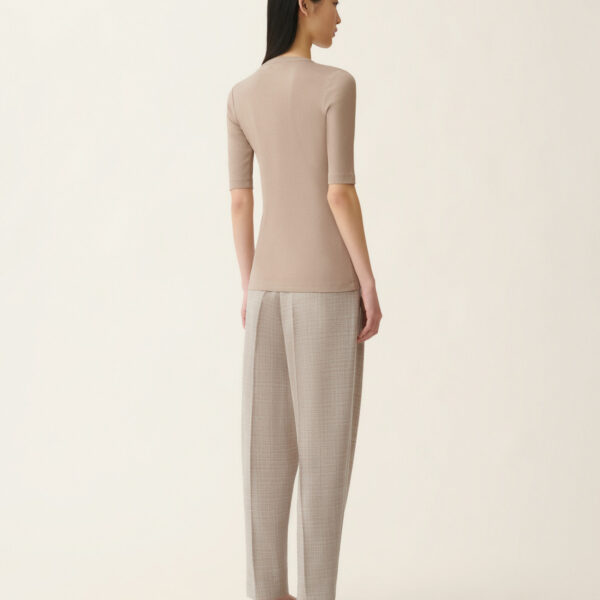 Fabiana Filippi Ribbed Cotton Jersey T-shirt in Mocha Top, view 4
