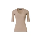 Fabiana Filippi Ribbed Cotton Jersey T-shirt in Mocha Top