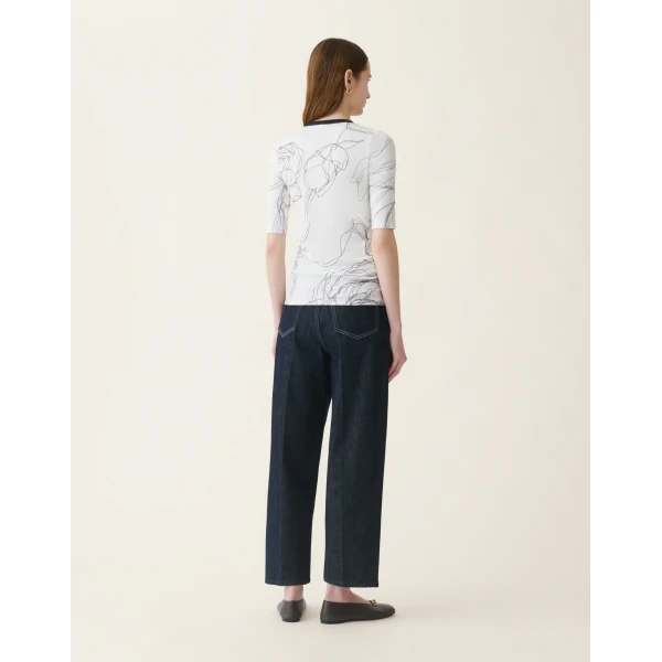 Fabiana Filippi Ribbed Cotton Jersey T-shirt in White Top, view 4