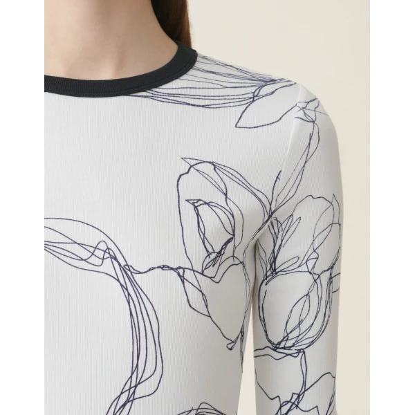 Fabiana Filippi Ribbed Cotton Jersey T-shirt in White Top, view 5