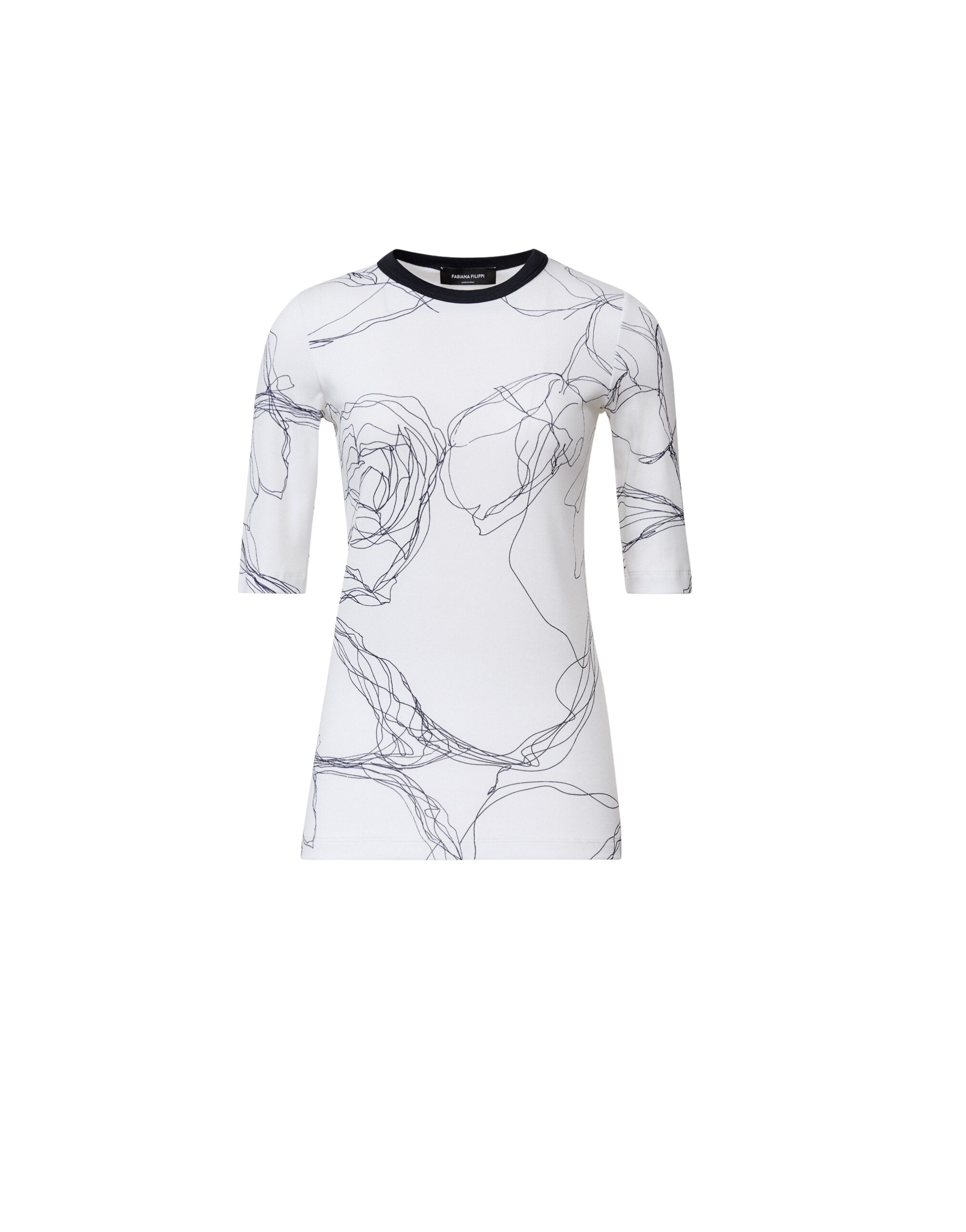 Fabiana Filippi Ribbed Cotton Jersey T-shirt in White Top