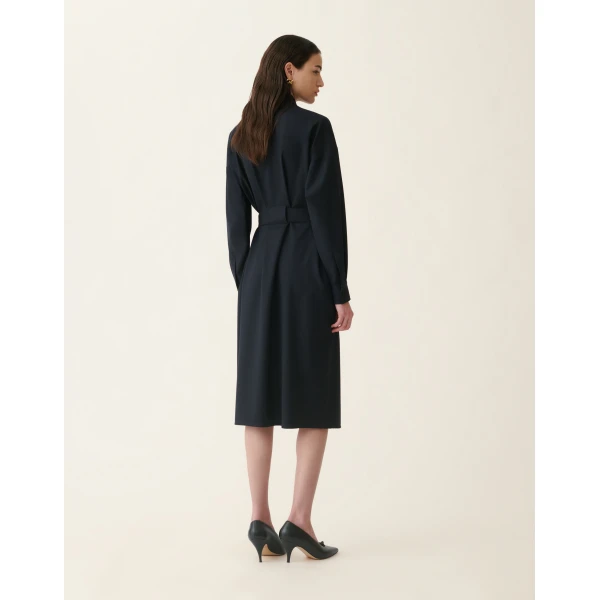 Fabiana Filippi Sahariana Dress in Cool Wool, Midnight Blue, view 4