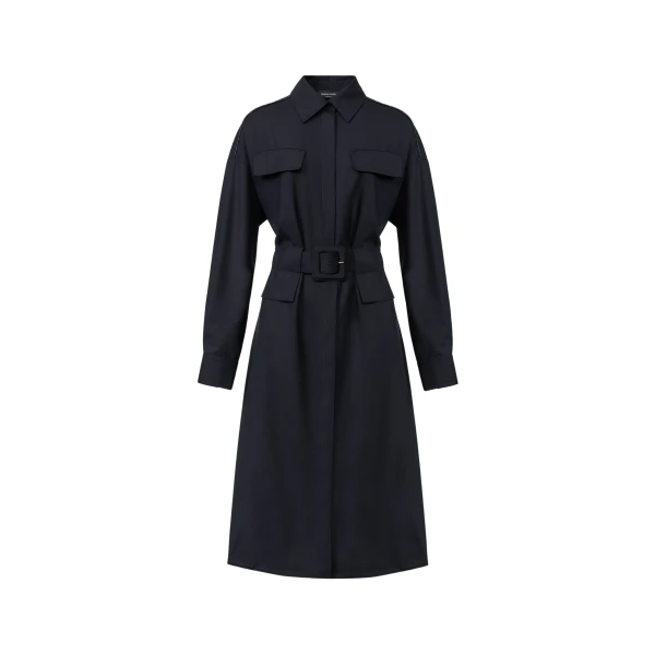 Fabiana Filippi Sahariana Dress in Cool Wool, Midnight Blue