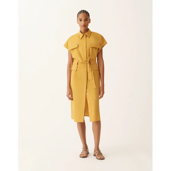 Fabiana Filippi Sahariana Dress in Mustard Poplin, view 3