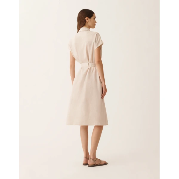Fabiana Filippi Sahariana Dress in Natural Linen Canvas, view 4