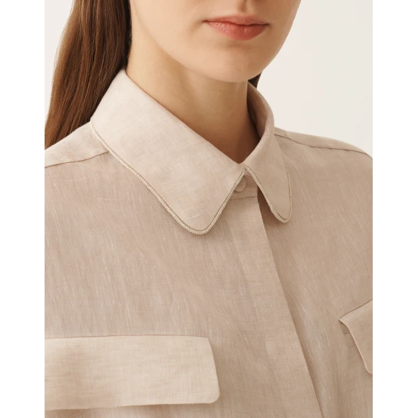 Fabiana Filippi Sahariana Dress in Natural Linen Canvas, view 5