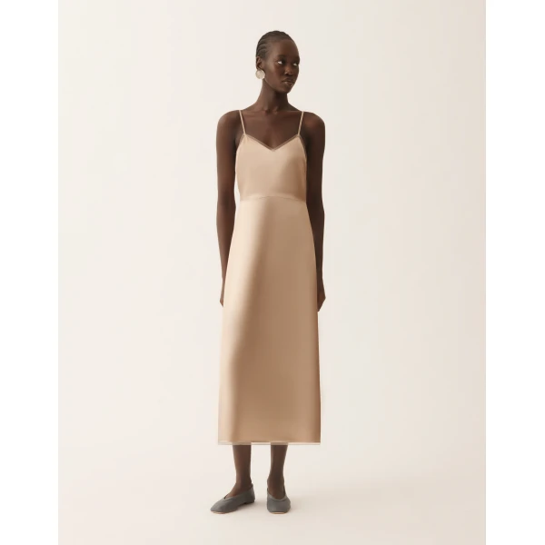 Fabiana Filippi Satin Lingerie Dress in Maple, view 3