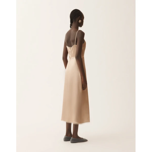 Fabiana Filippi Satin Lingerie Dress in Maple, view 4