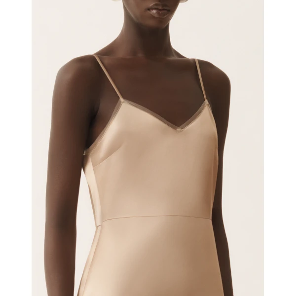 Fabiana Filippi Satin Lingerie Dress in Maple, view 5