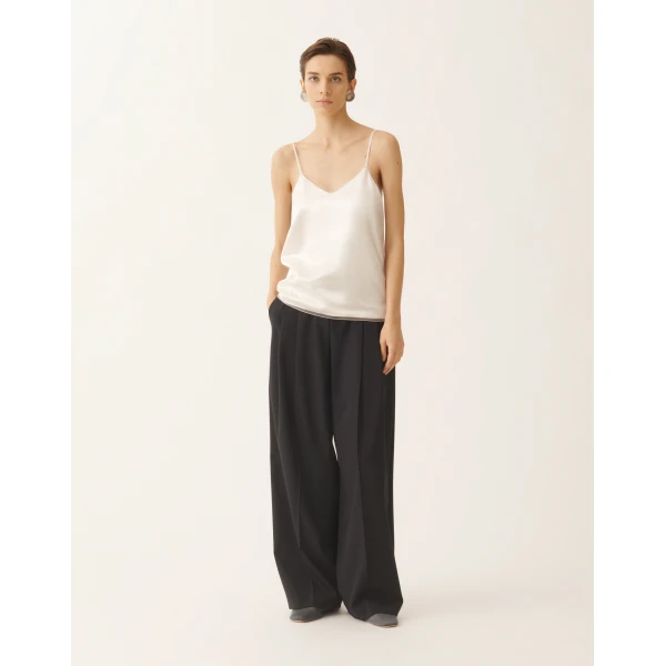 Fabiana Filippi Satin Lingerie Top in Butter, view 3