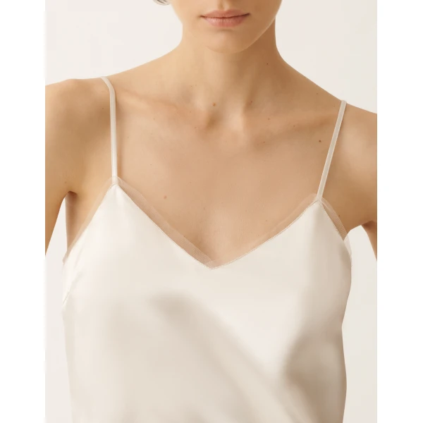 Fabiana Filippi Satin Lingerie Top in Butter, view 5