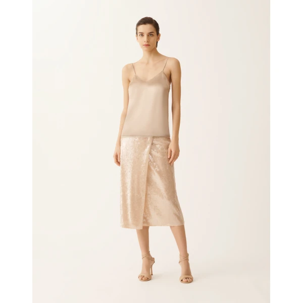Fabiana Filippi Satin Lingerie Top in Maple, view 3