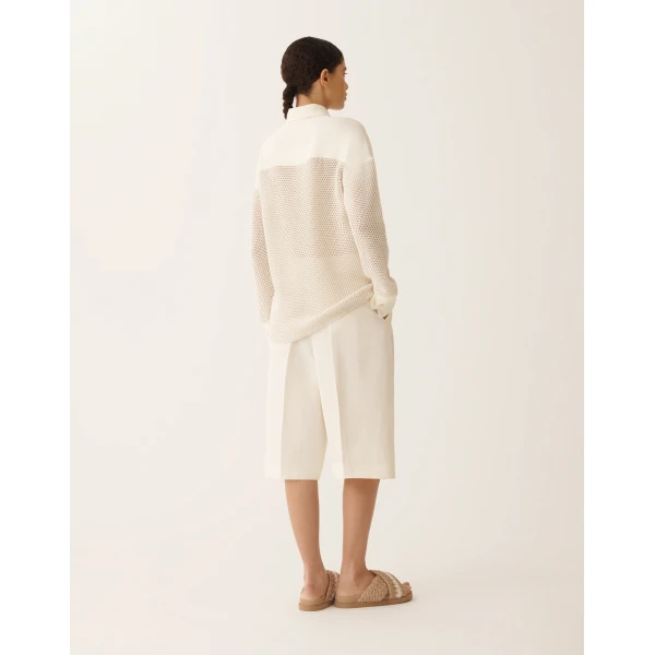 Fabiana Filippi Shirt in Organic Cotton with Lustrous Viscose, Butter, view 4