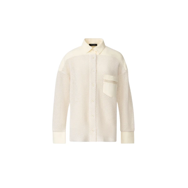 Fabiana Filippi Shirt in Organic Cotton with Lustrous Viscose, Butter