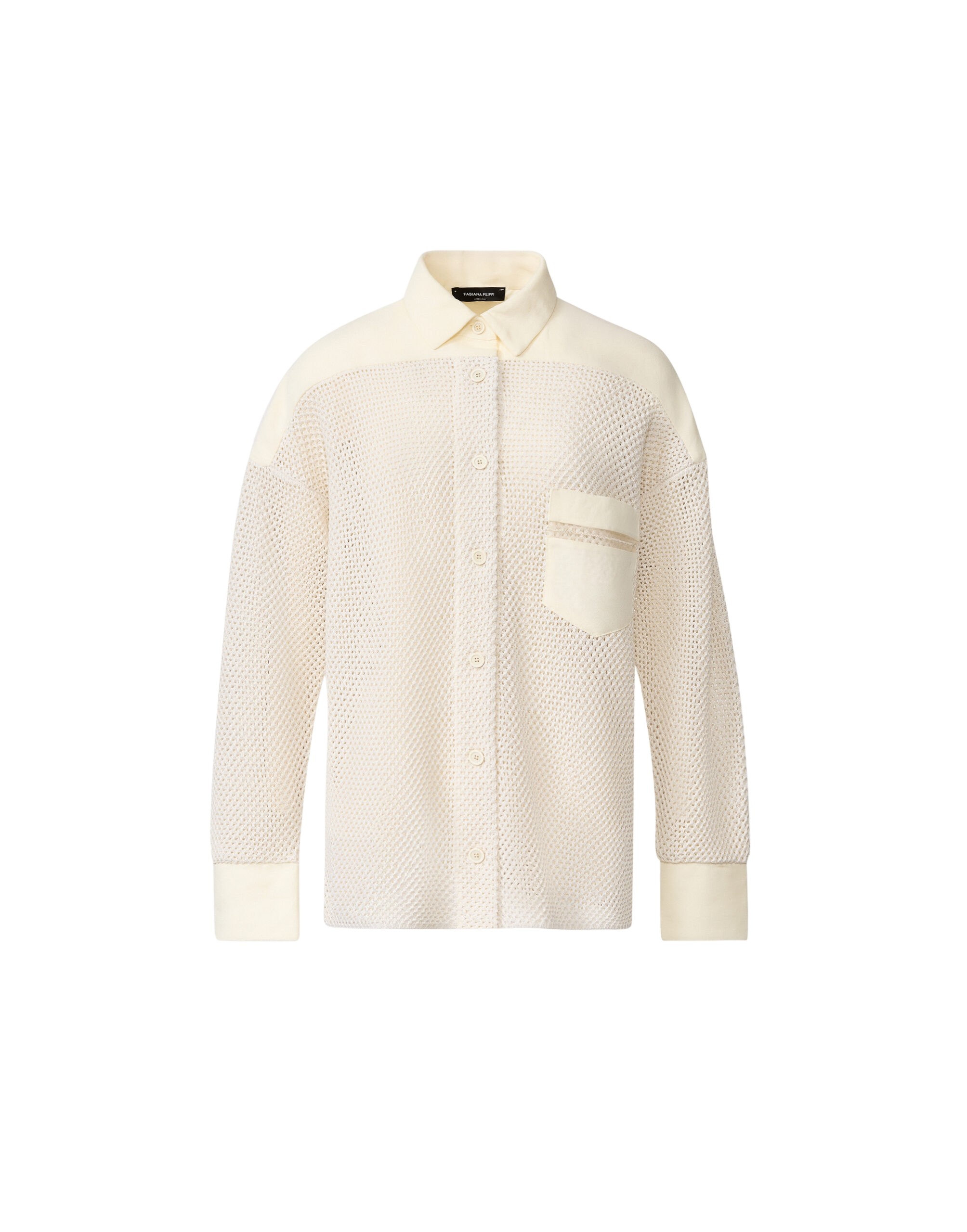 Fabiana Filippi Shirt in Organic Cotton with Lustrous Viscose, Butter