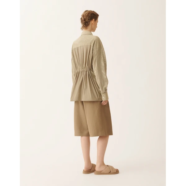 Fabiana Filippi Shirt in Perforated Suede, Khaki, view 4