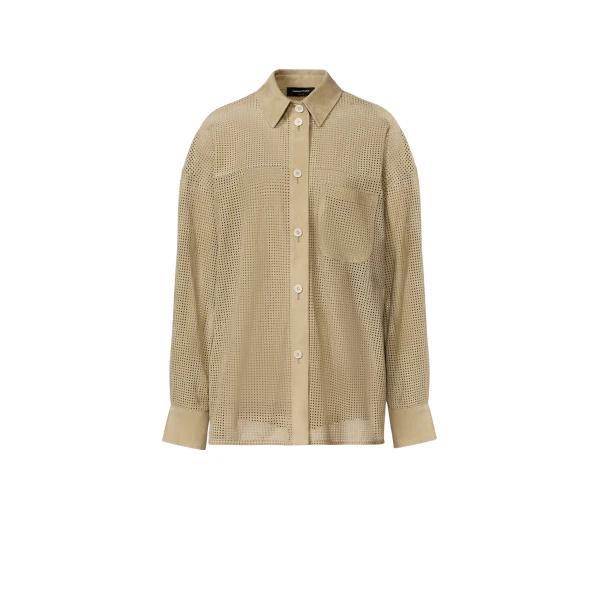 Fabiana Filippi Shirt in Perforated Suede, Khaki