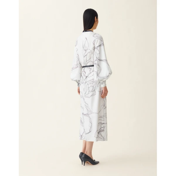 Fabiana Filippi Silk Twill Dress in White, view 4