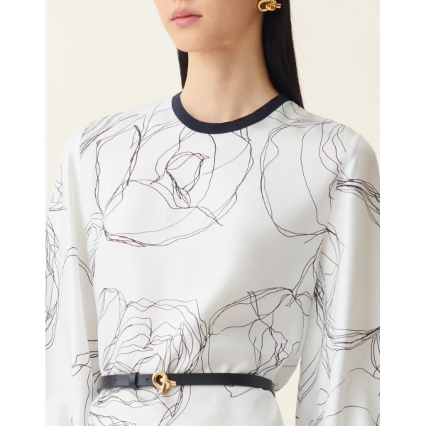Fabiana Filippi Silk Twill Dress in White, view 6