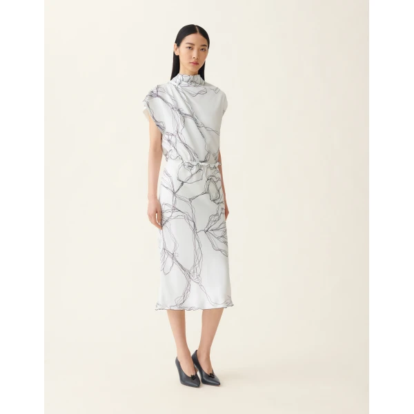 Fabiana Filippi Silk Twill Skirt in White, view 3