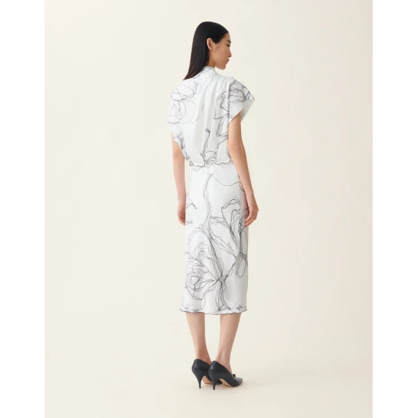 Fabiana Filippi Silk Twill Skirt in White, view 4