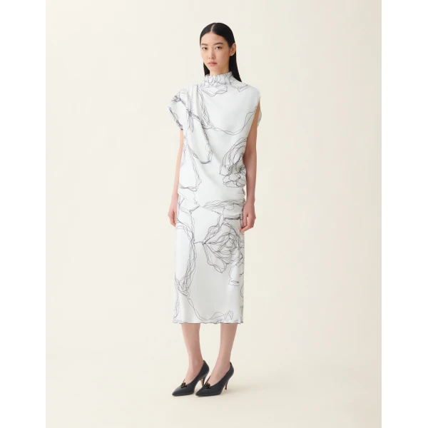 Fabiana Filippi Silk Twill Top in White, view 3