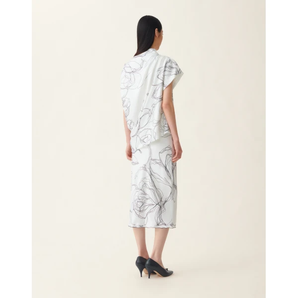 Fabiana Filippi Silk Twill Top in White, view 4